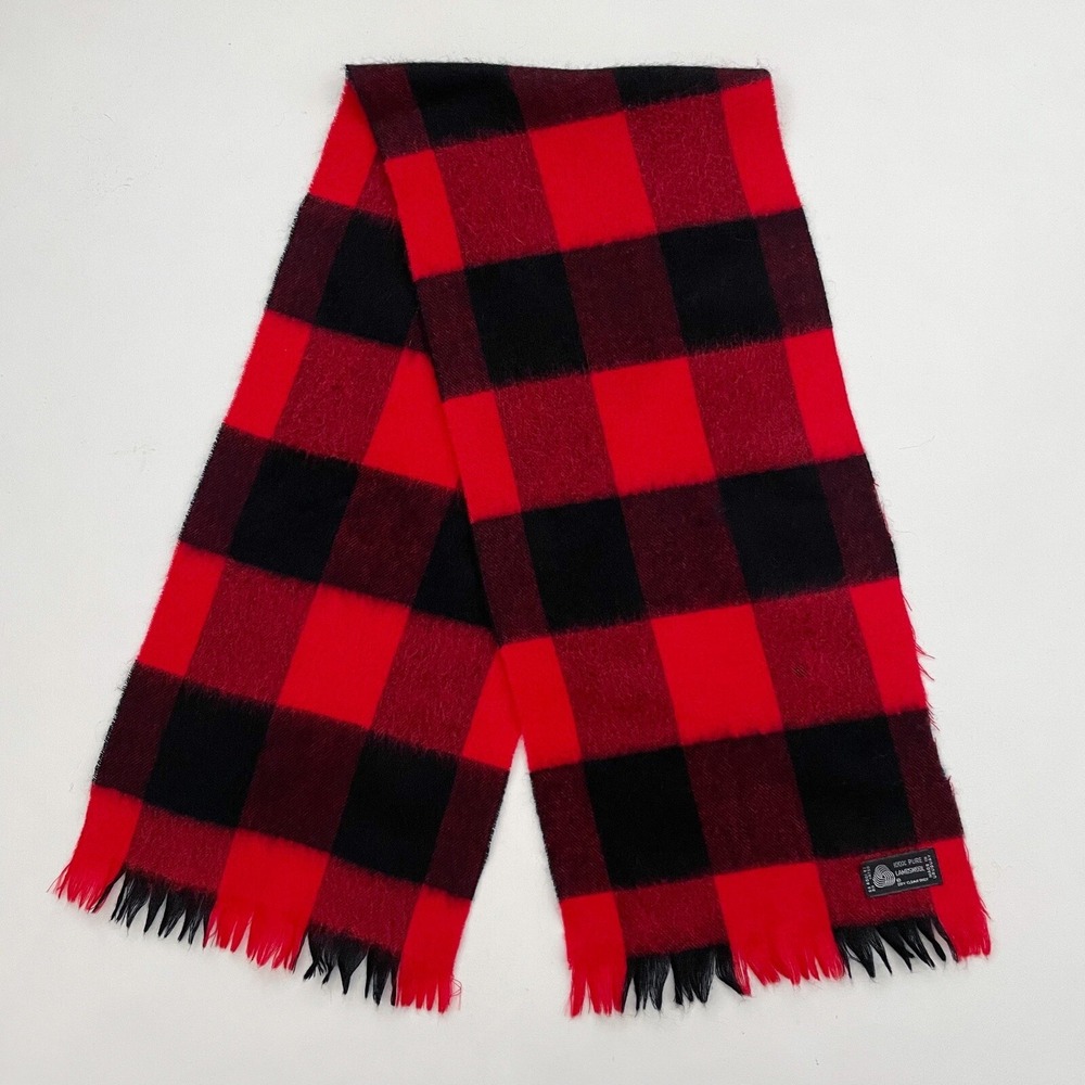 100% Pure Lambswool Scarf - Red/Black - Made in Uruguay